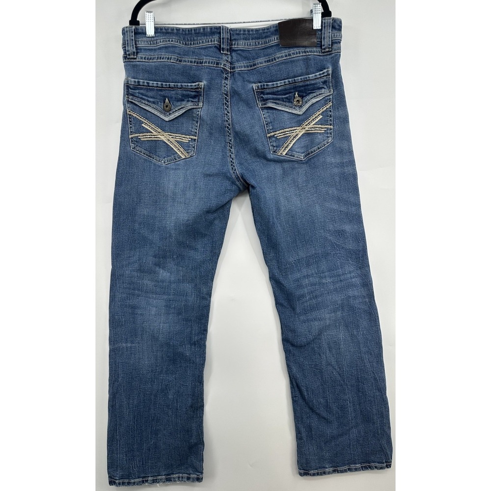 TK Axel Pants Men 36 Blue Denim Jeans Athletic Cotton Blend Embroidered 36x30